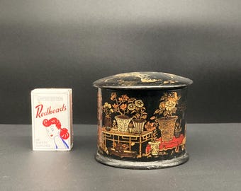 Antique Japanese Black Lacquer Export Tea Box, 7cm, Meiji Period, 19th Century.