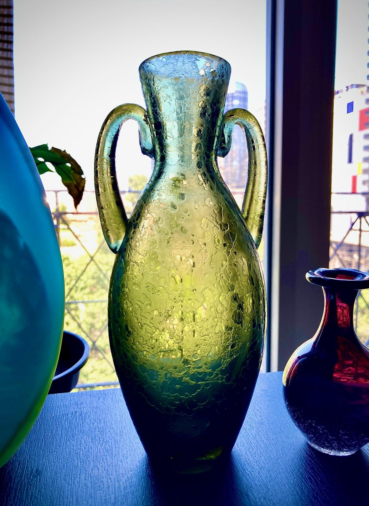 Archimede Seguso Murano Glass Amphora Vase, 23cm, 20th Century