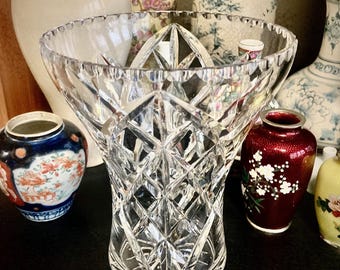 Antique Lead Crystal Wide Mouth Vase - Poland c.1920&#39;s - Triple Polished - Outstanding Quality - Glass Art - Elegant - Superb - Beautiful.