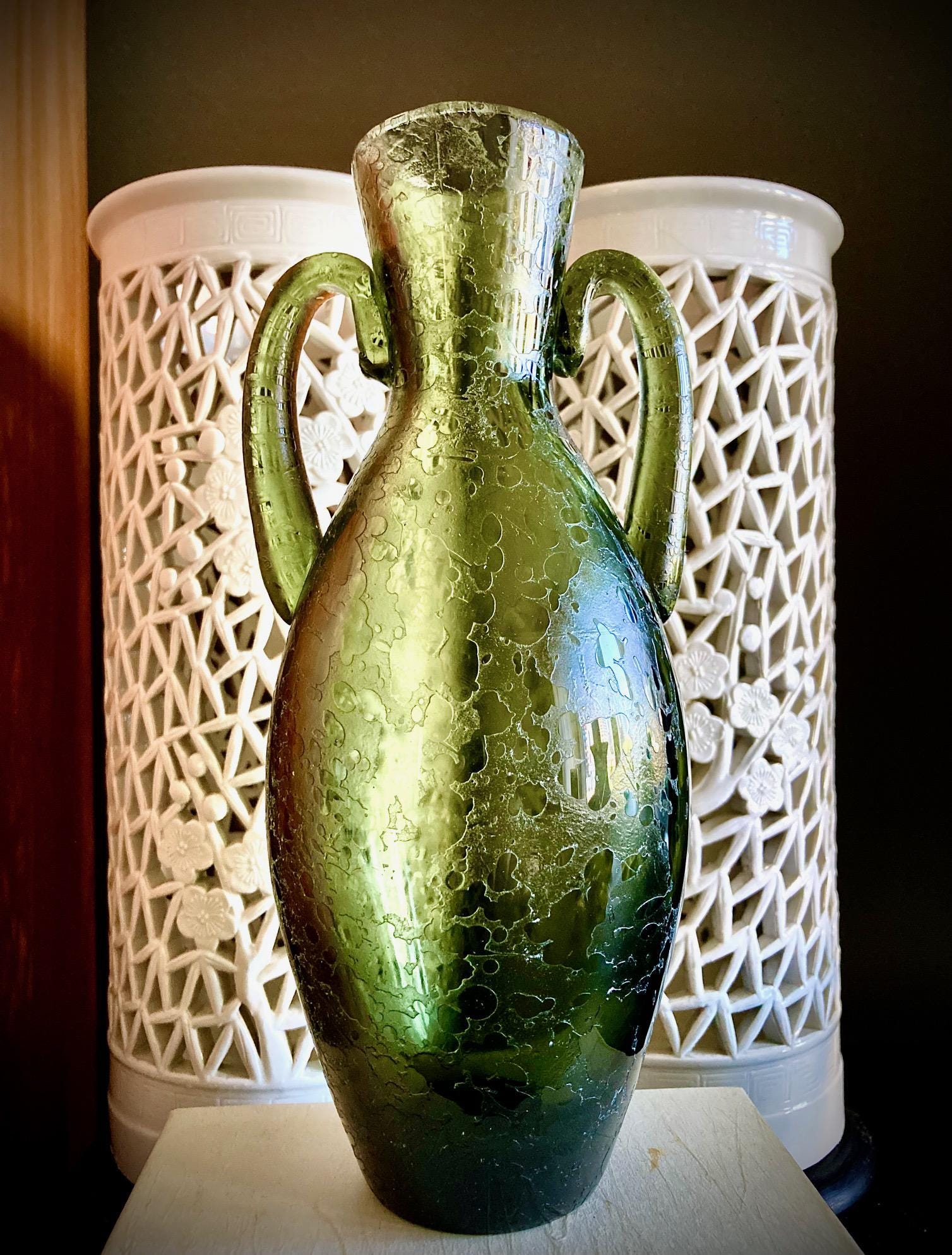 Archimede Seguso Murano Glass Amphora Vase, 23cm, 20th Century