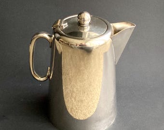 Angielski srebrzony dzbanek do kawy hotelowej, 14 cm, ok. 1930-50.