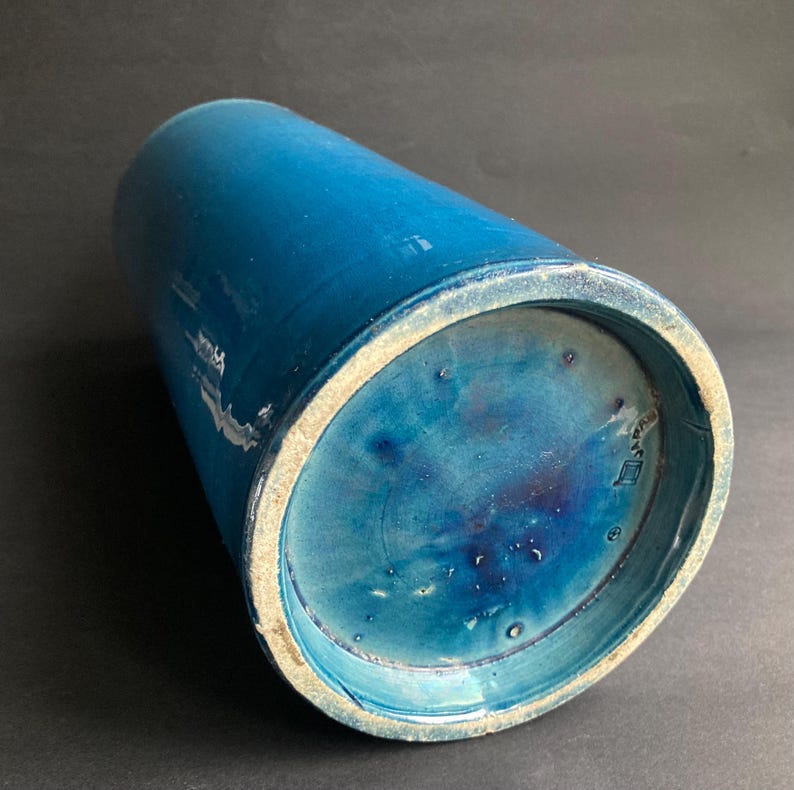 Antique Japanese Awaji Island Pottery Vase, Blue, 29cm, Early 20th ...
