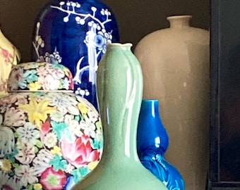 青磁ひび割れ模様の陶器 中国の青磁のひび割れ模様の花瓶 - Etsy 日本