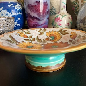 Superb Antique Zuid Gouda Pottery Pedestal Bowl - Art Nouveau - c. 1920 - Outstanding Condition - Luxury Ceramics - Home Decor - Gift Giving