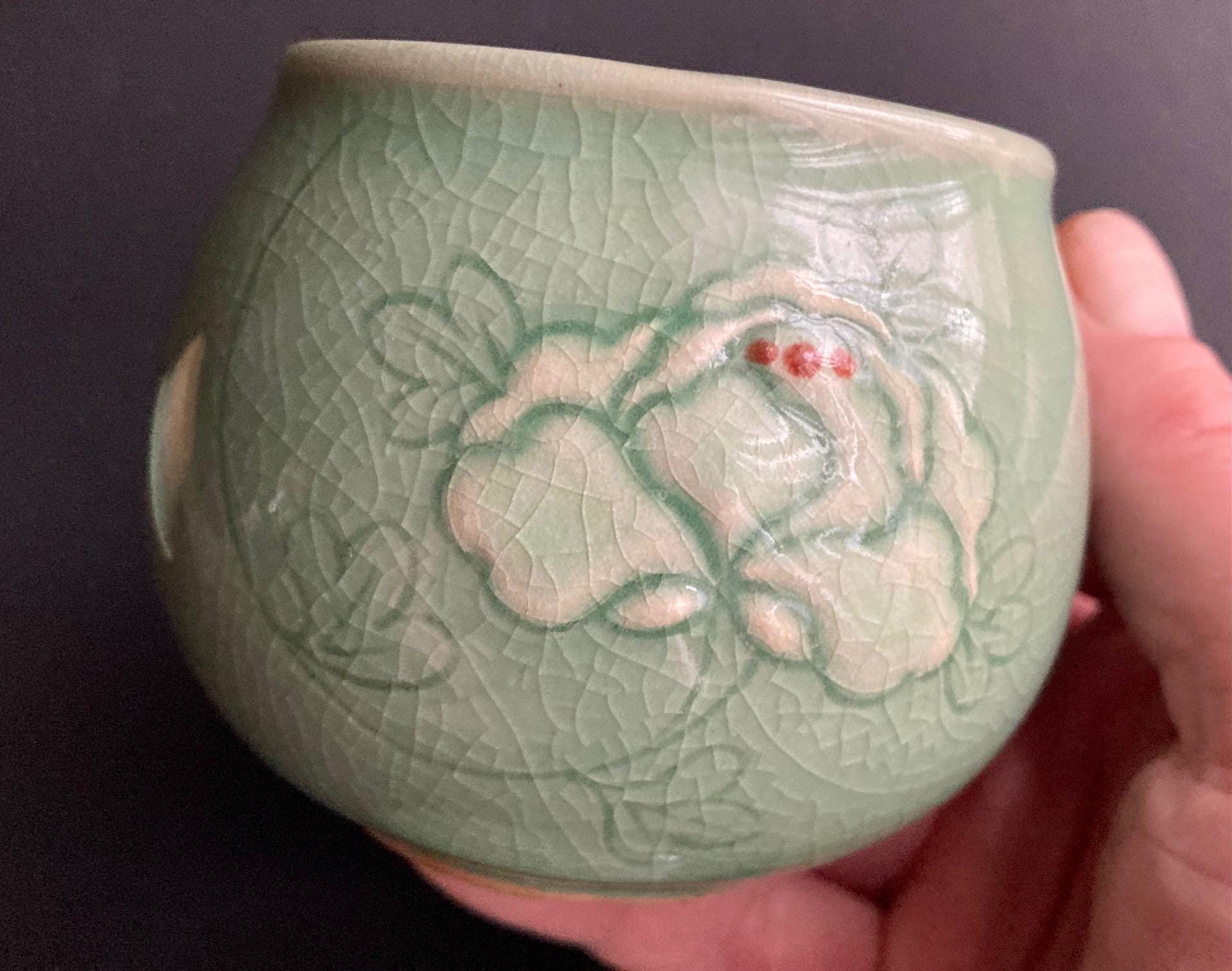 韓国の青磁茶壺 - 20世紀の刻み模様の旅行用ティーカップ - Etsy 日本