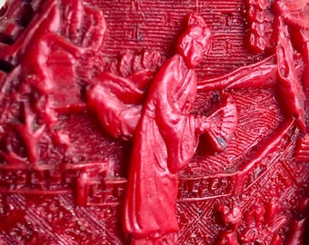 中国製、辰砂彫刻入り嗅ぎタバコ入れ、20世紀初頭。 - Etsy 日本