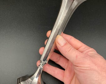 Italian Silver-Plated Vase, Decagonal, 20cm, 20th Century.