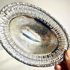 英国銀器Barker Ellis】ギャラリートレー オーバル型 46cm