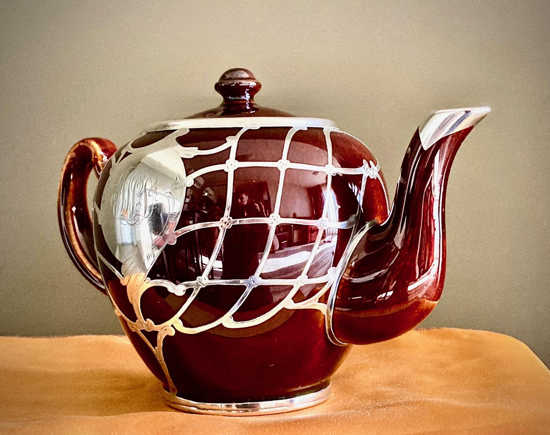 Antique Sterling Silver Overlayed Teapot - Likely Lenox - c.1920's - Excellent Condition - Luxury - Pottery & Ceramics - Home Decor - Gift.