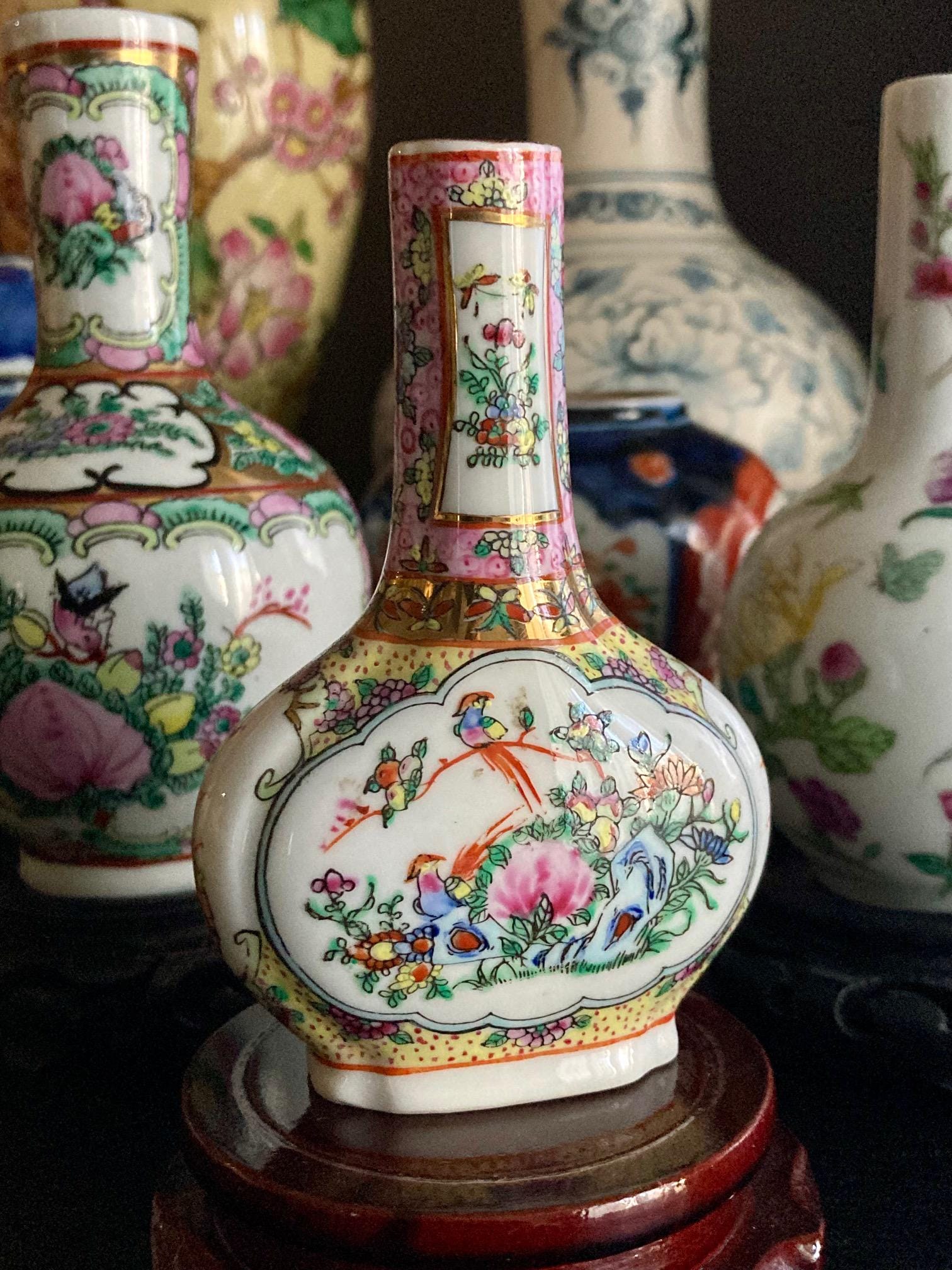 Miniature Chinese Rose Canton Porcelain Vase, Mid-20th Century