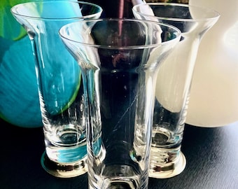 Italian Solid Silver Mounted Mouth Blown Glass 18cm Vases - c.1985 Italy - Outstanding Condition - Home Decor - Vintage Glass - Mothers Day