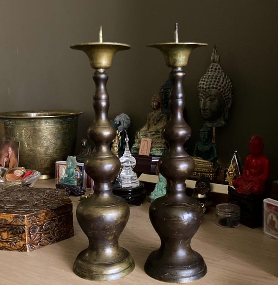 コレクター品 青銅 燭台 燭台 コレクター収集品 銅製 古銅 織部 法國
