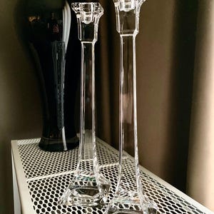 Signed Villeroy & Boch Crystal 12inch Candlesticks - 1990&#39;s - Outstanding Vintage Condition - Home Decor - Gift Giving - Dining - Style.