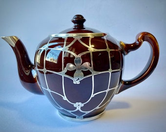 Circa 1929 Lenox Sterling Silver Inlay Teapot - Outstanding Craftsmanship -Excellent Condition - Rare and Beautiful.