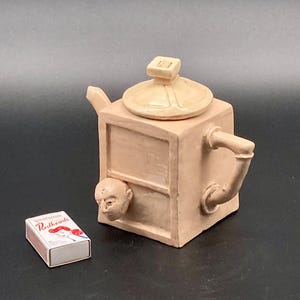 Grotesque Pottery Teapot, Hand Crafted, Unique, Circa 1900.