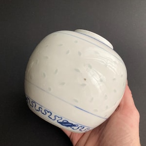 Niezwykły chiński porcelanowy dzbanek na imbir z wzorem ziaren ryżu - ręcznie malowany i osadzony w doniczce - połowa XX wieku.