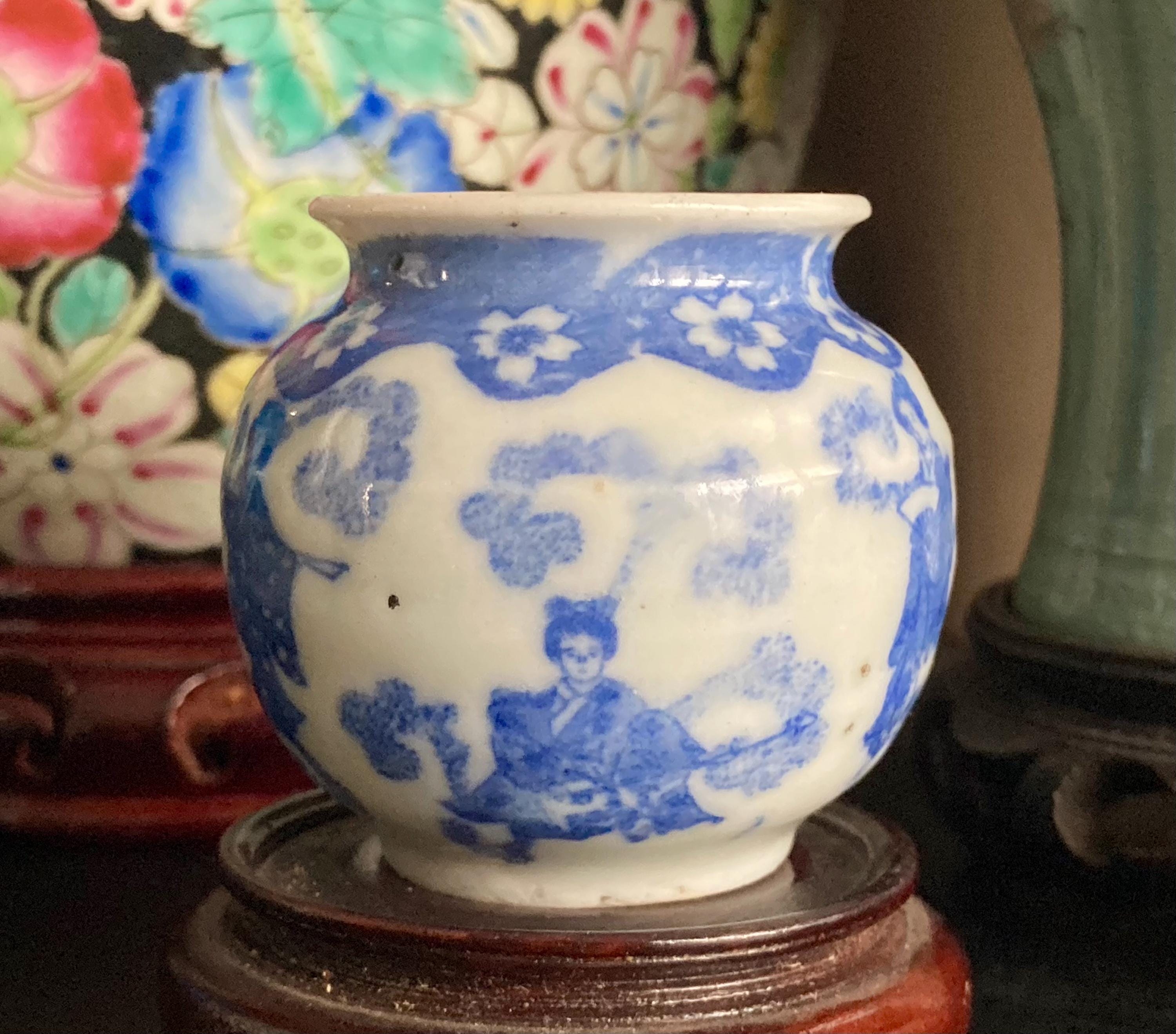 19世紀のアンティーク日本製青白転写磁器花瓶 - Etsy 日本
