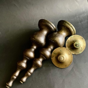 Antique Japanese Bronze Pricket Candlesticks - Beautiful Patina - c.1880-1920 - Excellent Condition - Asian Art - Home Decor - Gift for Her.
