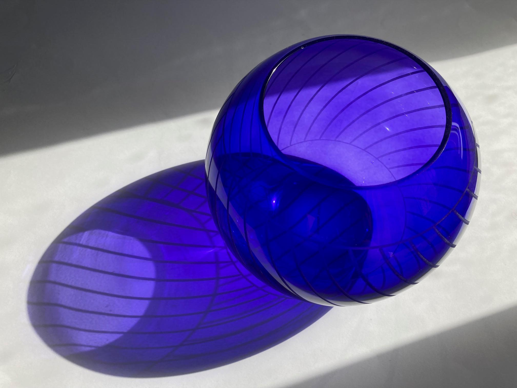 Fine Blue and Amythyst Wheel Cut Glass Vase by Royal Doulton-Webb Corbett - c.1986 - Excellent Condition - Beautiful - Hand Crafted - Gift.