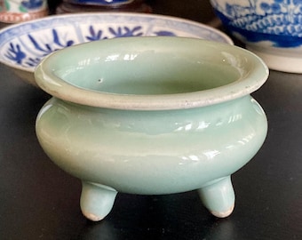 Chinese Celadon Glazed Porcelain Tripod Censer, Mid 20th Century.