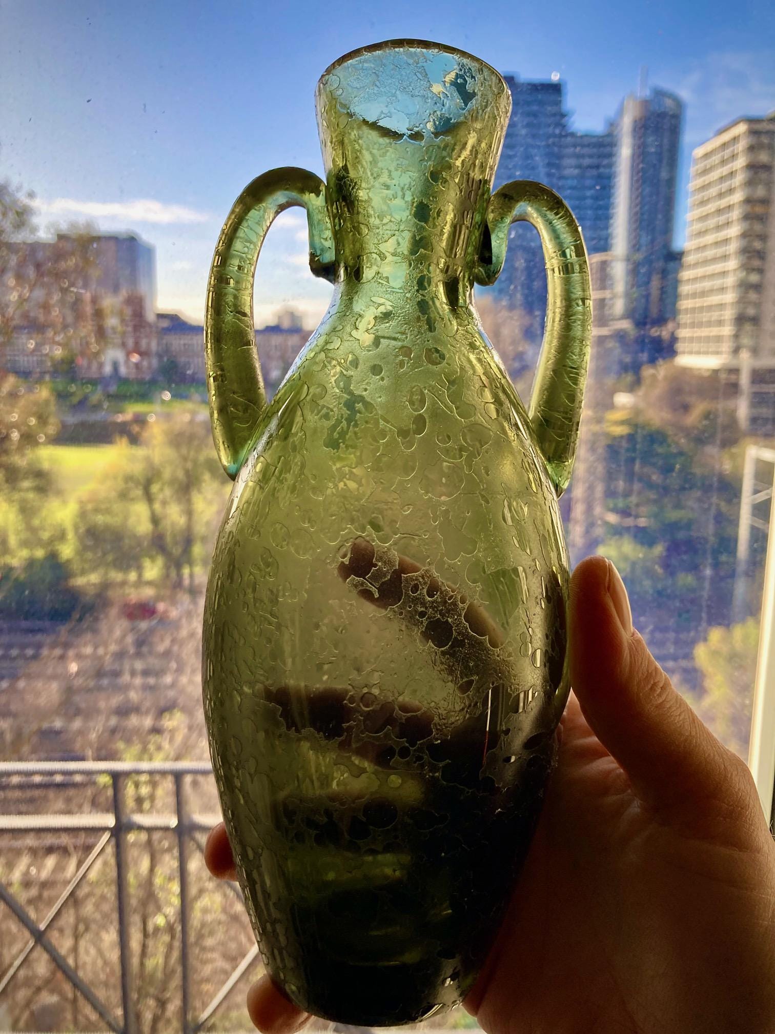 Archimede Seguso Murano Glass Amphora Vase, 23cm, 20th Century