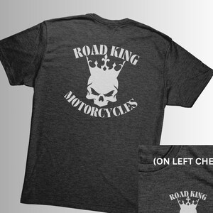 Road King Motorcycles Tee Grey Print, Road King Shirts, Road King, Harley Davidson Shirts, Harley Shirts, HD Tee Shirts, Tee Shirts