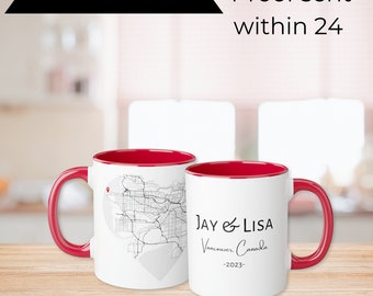 Personalized Mug, Gift For Her, Anniversary Gift, Personalized Gifts, Couple Gifts, Custom Map, Where It Began Map, Custom Coordinates Mug