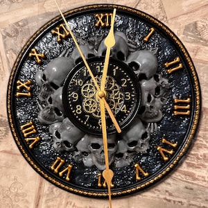 Timeless Skull Wall Clock, 3D Printed Wall Clock, Mystic Clock Art, Unique Wall Clock, Skull Decor, Gothic Decore, Analog Clock, Afterlife