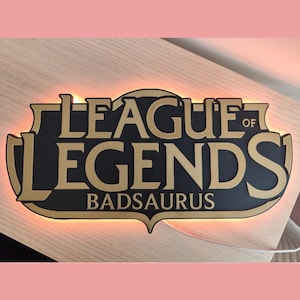 Personalized League of Legends lamp with your nickname, League of Legends wall decoration, League of Legends logo