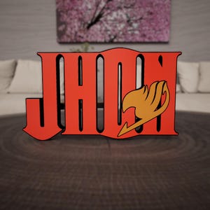 Insegna con il logo Fairy Tail personalizzato. Perfetto per gli appassionati di anime, come regalo personalizzato, come decorazione per la stanza e come oggetto da collezione esclusivo di Fairy Tail!