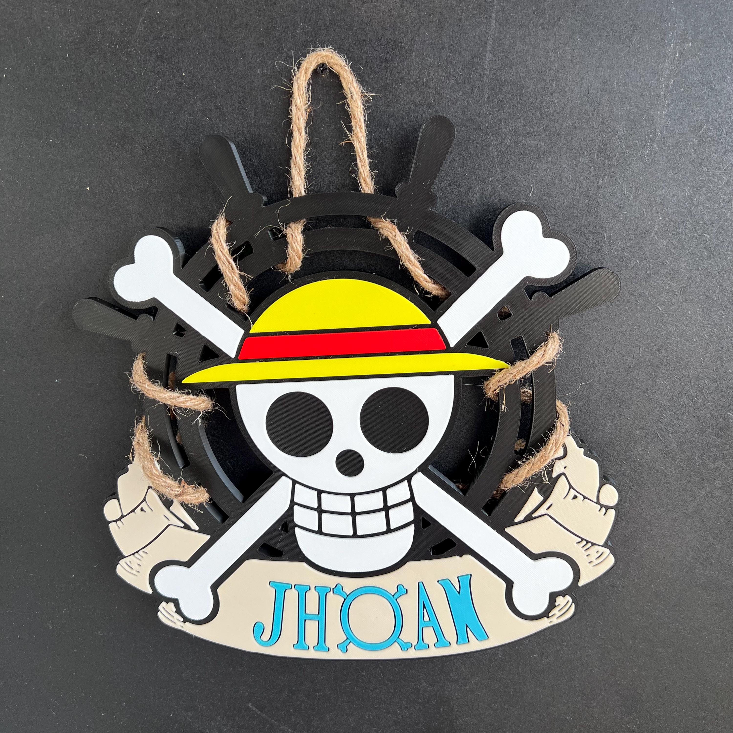 Personalized One Piece decor, Luffy sign, personalized with your name, door decor, Luffy decor