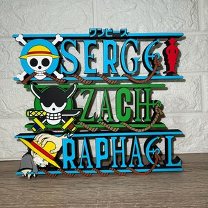 Badge personnalisé avec logo One Piece - Personnages variés - Fox, Ace, Luffy, Gear 5 - Plaque de porte - décorative - ONE PIECE