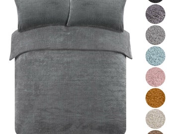 Brentfords Teddy Fleece Duvet Cover Set. Luxuriously soft, thermal bedding for cozy nights. Britain quality