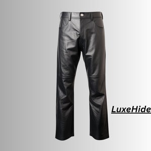 Genuine Sheep Skin Leather Pants - Leather Jeans Black Pants Gift for Men - Handmade Real Leather Pant