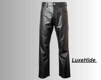 Genuine Sheep Skin Leather Pants - Leather Jeans Black Pants Gift for Men - Handmade Real Leather Pant