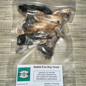 100% All-Natural Dehydrated Rabbit Feet Dog Treat - Small