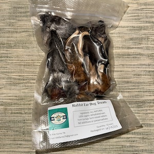 100% All-Natural Dehydrated Rabbit Ear Dog Treats