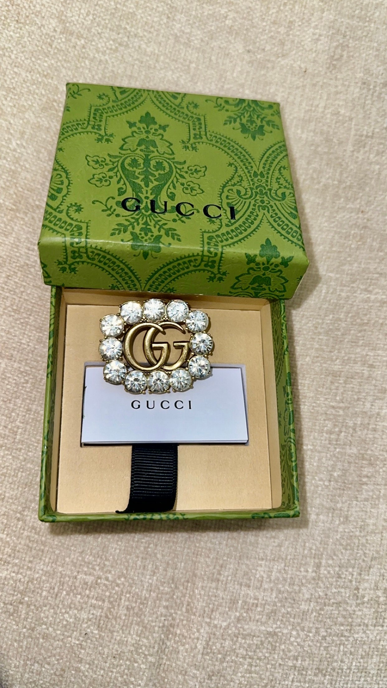 Gucci Vintage Double G Crystal Brooch - Etsy