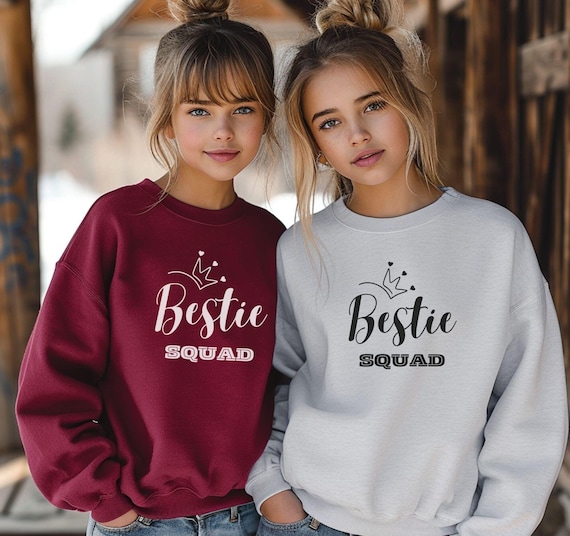 Bestie Squad Youth Crewneck Sweatshirt, Best Friend Sweater, Bestie Sweatshirt, Youth Warm Top, Teen Friendship Sweatshirt, Teen Crewneck