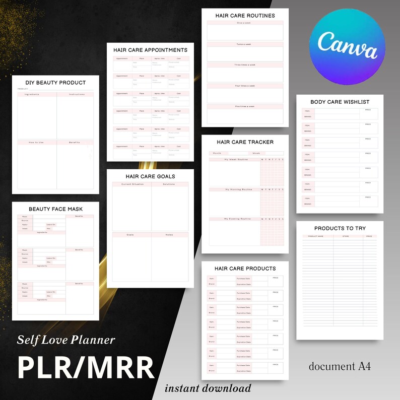 Editable Self Care Planner – 51 Page Wellness Tracker (PLR & MRR ...