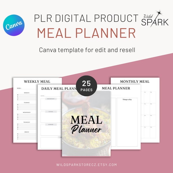 Meal Planner to resell | Canva template | MRR | PLR/MRR Digital Products | instant download | canvas | editable templates | commercial use