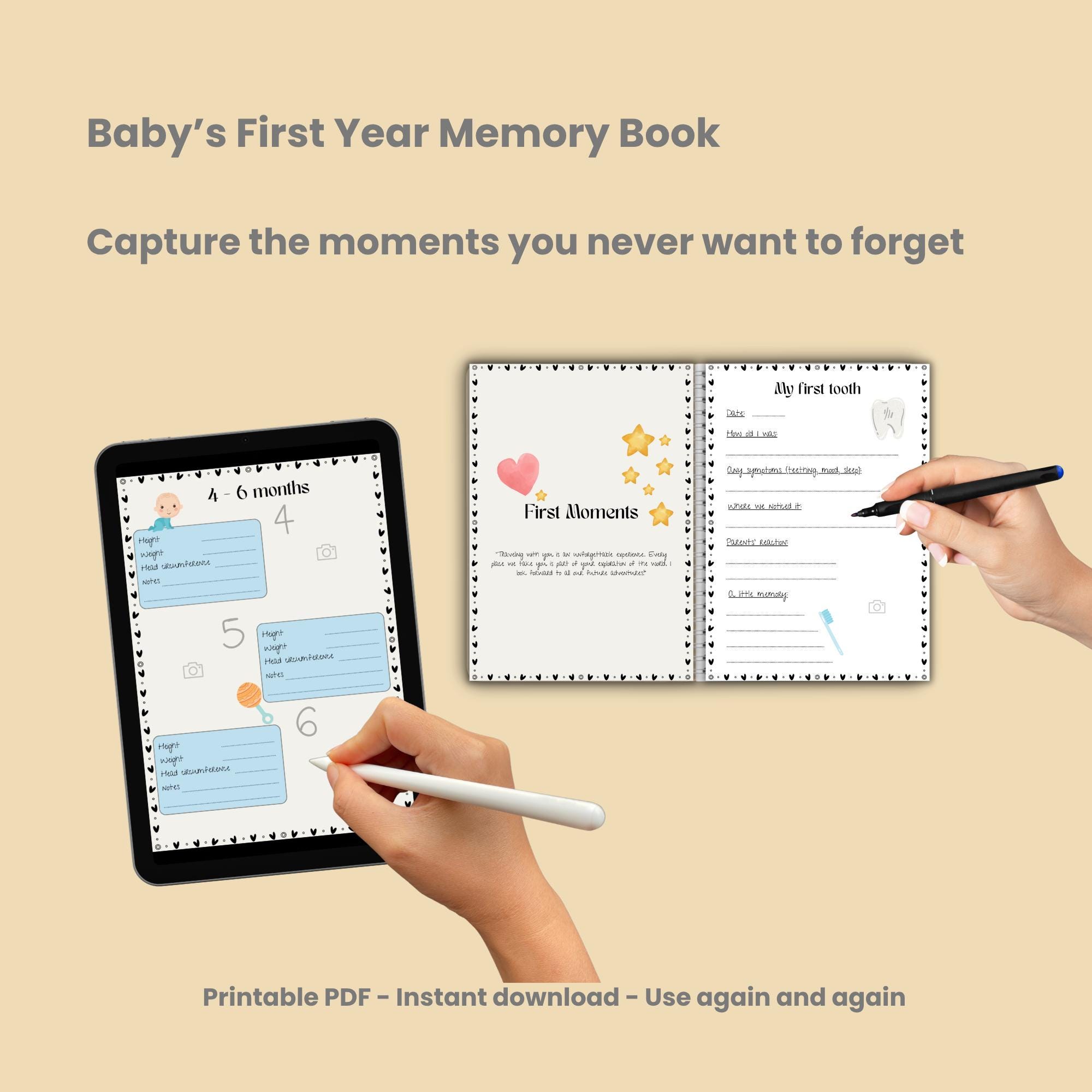 Baby Memory Book Printable, First Year Planner, Baby Milestone Journal ...