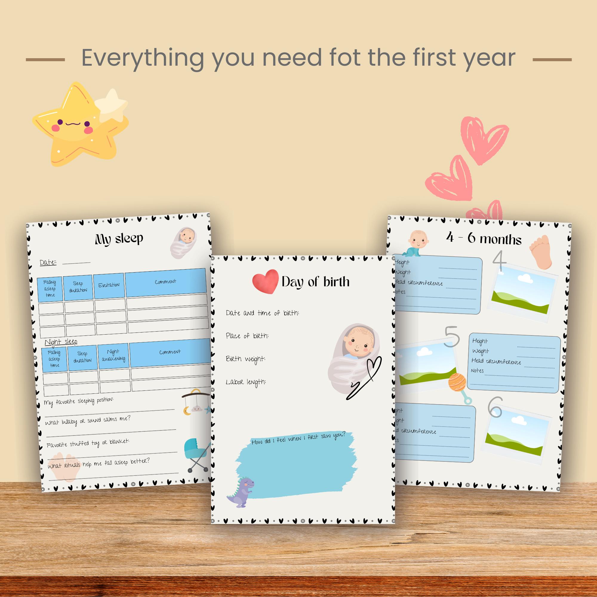 Baby Memory Book Printable, First Year Planner, Baby Milestone Journal ...