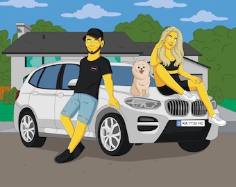 Simpsons Style Portrait - Custom Family Cartoon, Unique Personalized Gift, Hand-drawn Digital Artwork, Turn Your Loved Ones into Simpsons