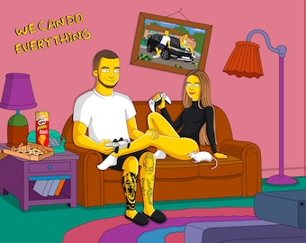 Custom Simpsons Style Portrait, Personalized Family Gift (Digital Product)