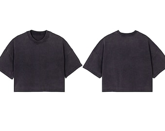黒のクロップドオーバーサイズTシャツのモックアップ - Etsy 日本