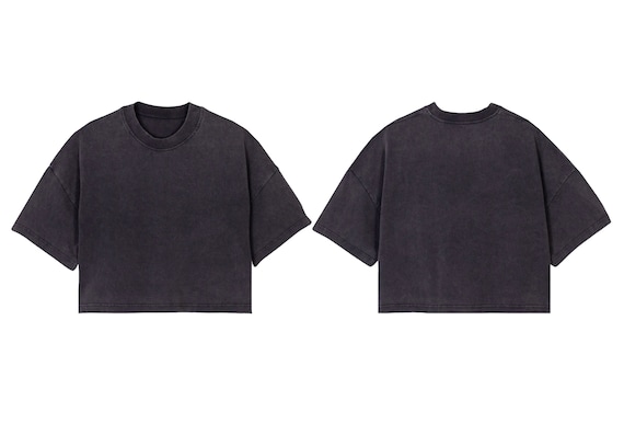 Maqueta de camiseta extragrande recortada negra vintage España