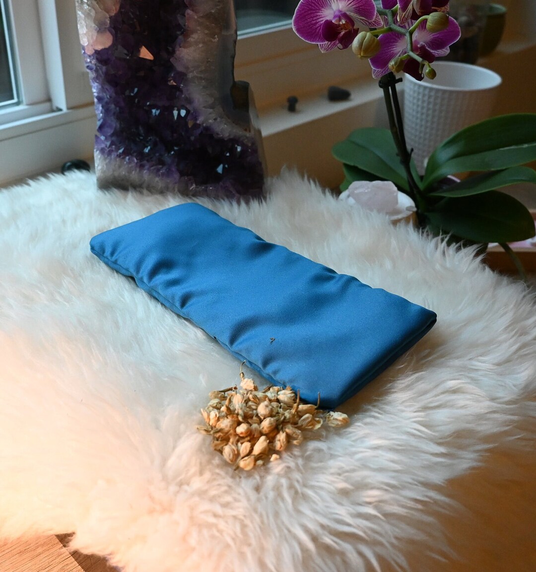 Jasmine Eye Pillow Large Blue Aromatherapy Soft Cushion Sleep Aid