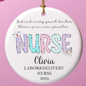 Personalized Labor and Delivery Nurse Ornament, Custom L&D Nurse Ornament, OB Nursing Gift, Mother Baby Nurse Gifts, Swaddle Specialist Gift