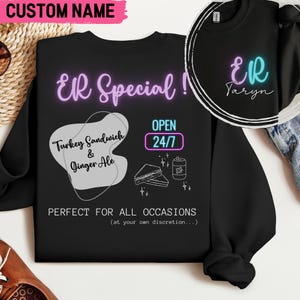 Emergency Room Diner Nurse Humor Custom Sweatshirt, Funny Emergency Nurse Personalized Crewneck, Emergency Room Nurse Gift, ER RN Gifts